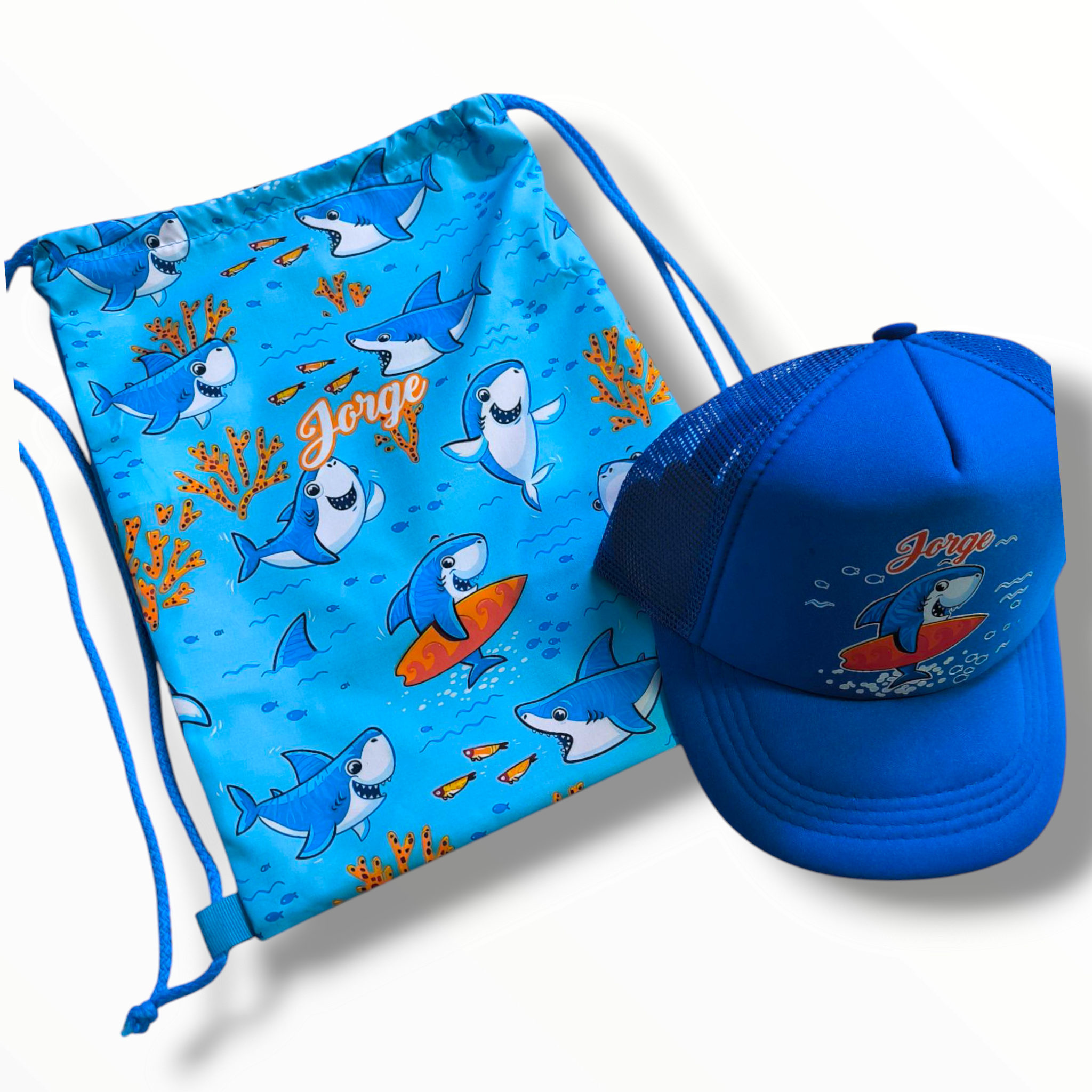Combo premium de tula mediana de tela y gorra personalizada infantil de Infantulas.
