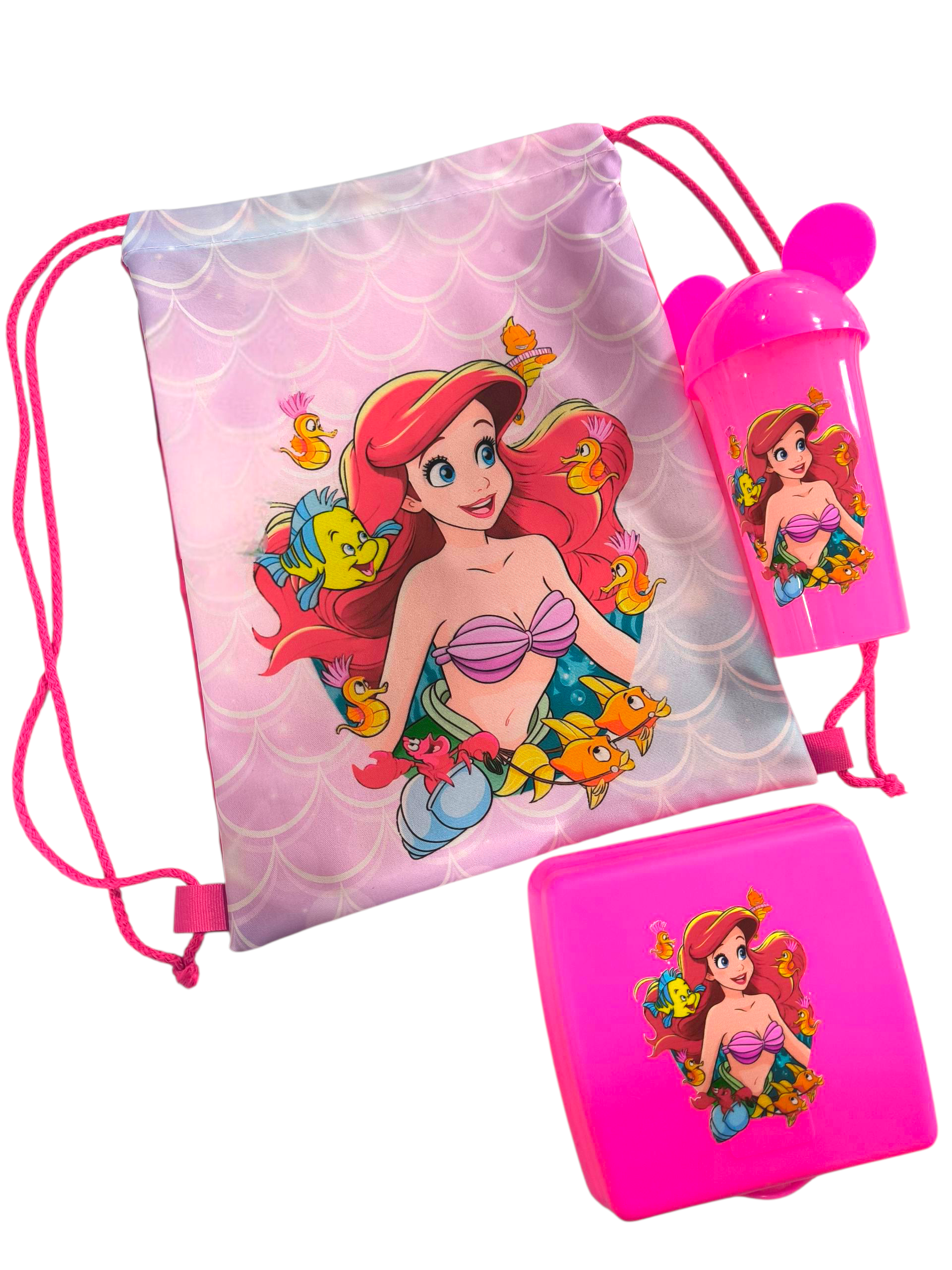 Combo escolar de tula mediana de tela, vaso reutilizable y sanduchera personalizada infantil de Infantulas.