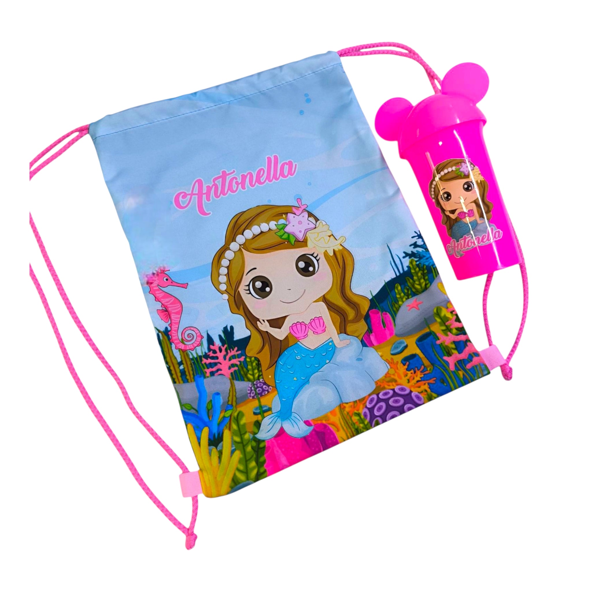 Combo personalizado de tula mediana de tela y vaso infantil con impresión DTF UV de Infantulas.