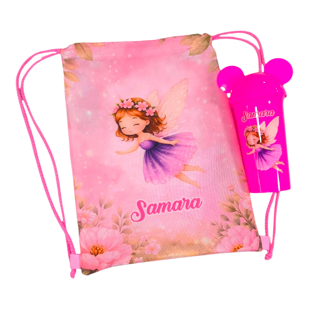 Combo personalizado de tula mediana de tela y vaso infantil con impresión DTF UV de Infantulas.