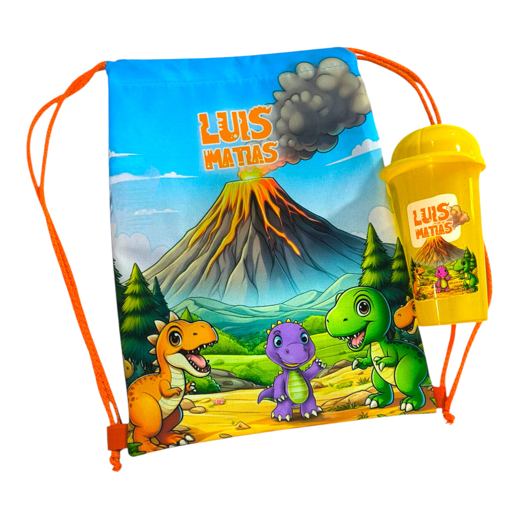 Combo personalizado de tula mediana de tela y vaso infantil con impresión DTF UV de Infantulas.