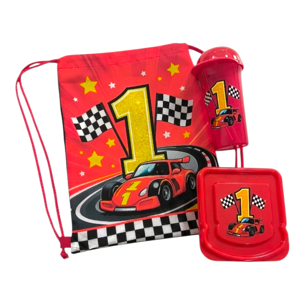 Combo escolar de tula mediana de tela, vaso reutilizable y sanduchera personalizada infantil de Infantulas.