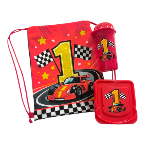Combo escolar de tula mediana de tela, vaso reutilizable y sanduchera personalizada infantil de Infantulas.