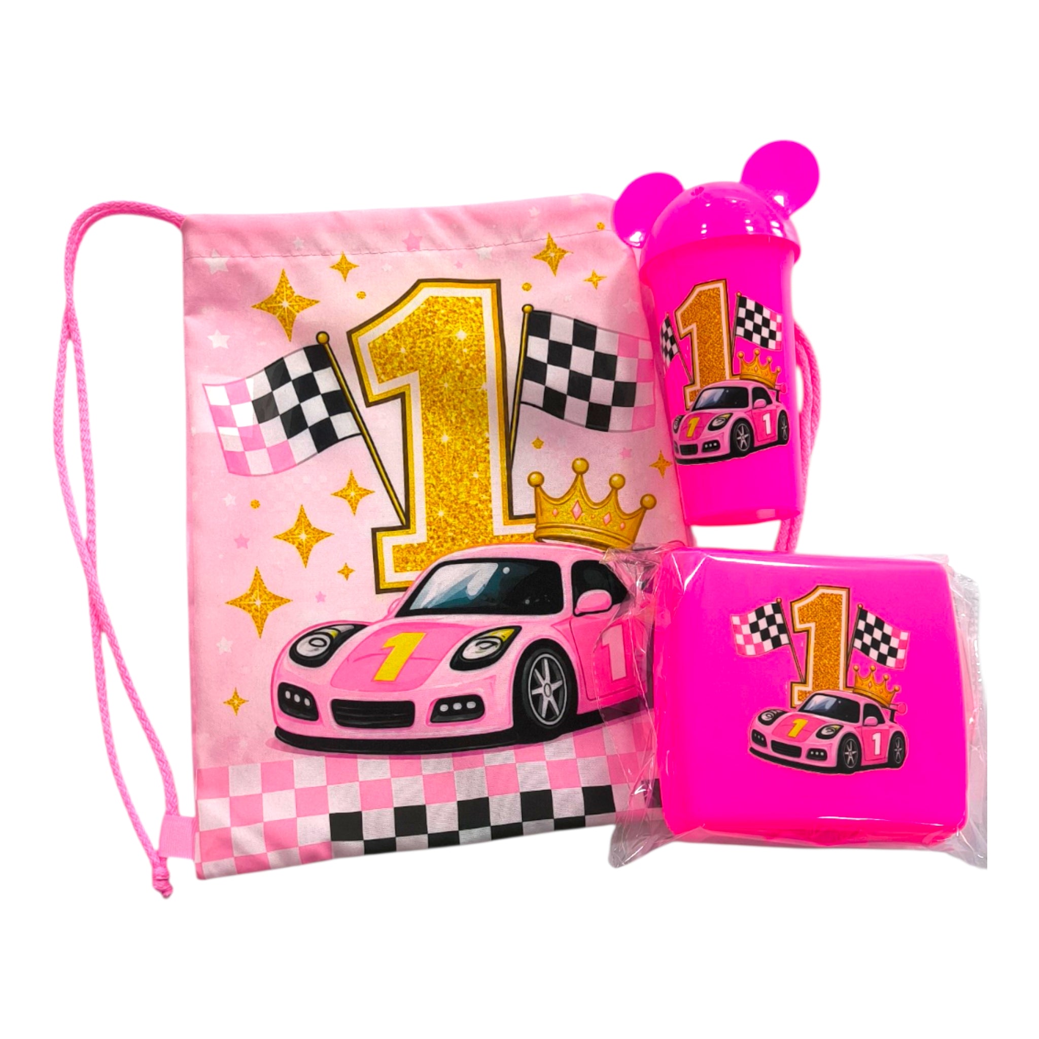 Combo escolar de tula mediana de tela, vaso reutilizable y sanduchera personalizada infantil de Infantulas.