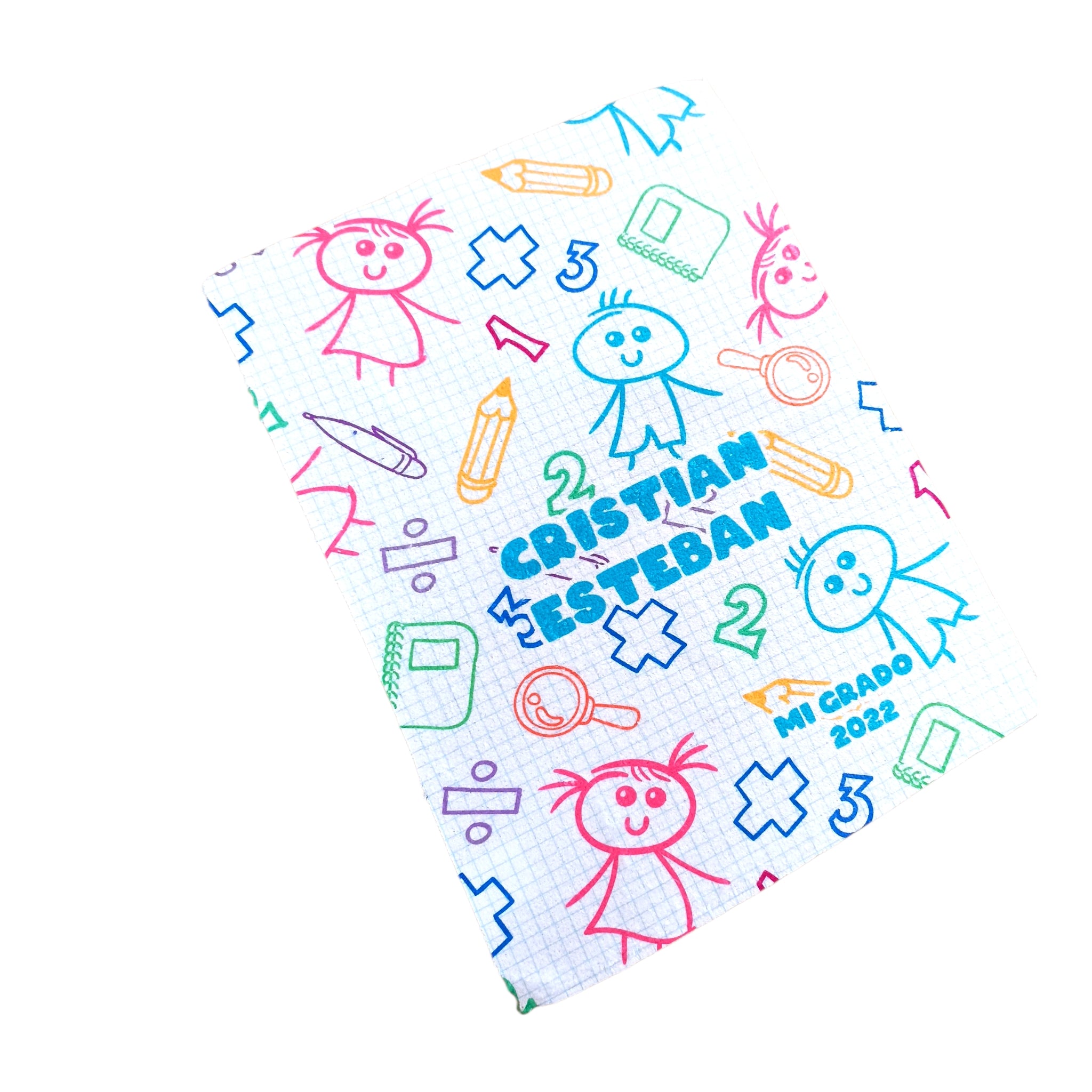 Toalla escolar infantil de microfibra personalizada con nombre para recuerdo de cumpleaños.