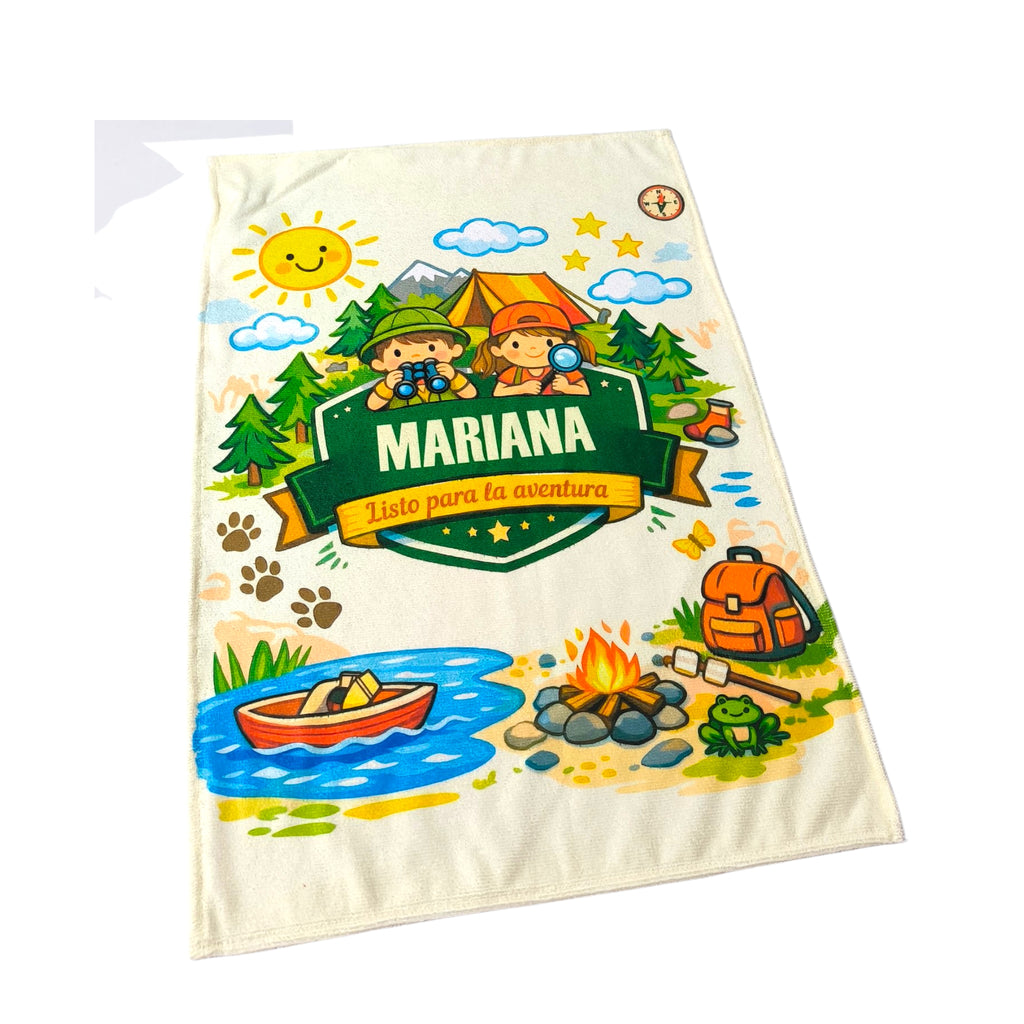 Toalla de microfibra personalizada de 50x70 cm impresa a todo color con logotipo empresarial para regalo deportivo.